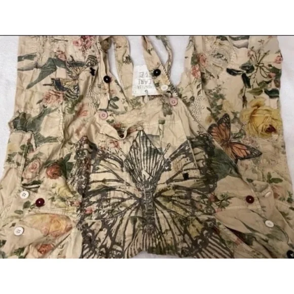 Magnolia Pearl Malibu Beauty Love Applique Butterfly Bird Overalls (item A11) - Picture 4 of 5